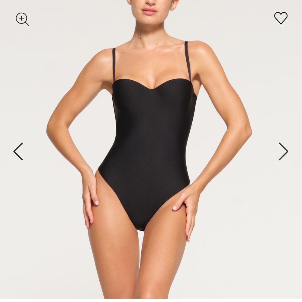 SKIMS Black Underwire Thong Bodysuit